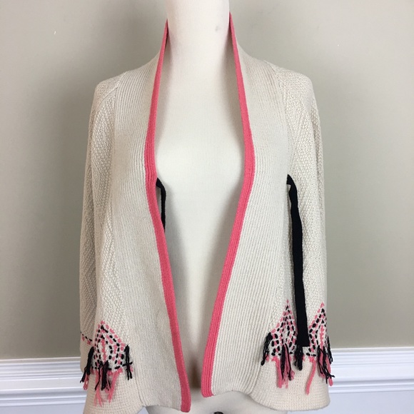 Hoss intropia ivory knit open front tie cardigan S - Picture 5 of 8